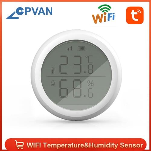 CPVAN Tuya WIFI Temperature And Humidity Sensor Smart Home Indoor Intelligent Thermometer Humidity Sensor Not Include Battery