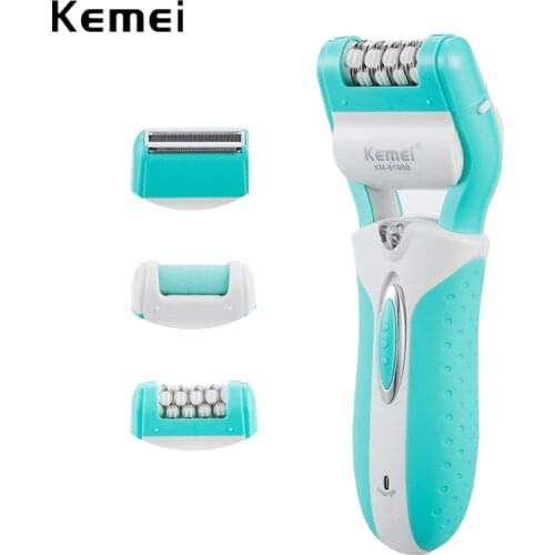 Kemei electric epilator 3 in 1 rechargeable lady depilador callus remover hair shaver foot care tool electric hair removal