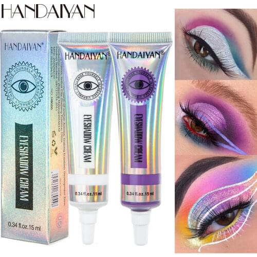 HANDAIYAN Matte Eyeshadow Cream Easy to Wear Brighten Colored White Yellow Eye Shadow Makeup Cosmetics Colorful Waterproof Tint