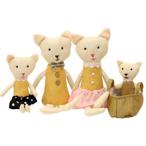 Kawaii cat plush toy child gift cat father 29 cm cat mother 29 cm child 18 cm baby 13 cm plush animal toy cat stuffed toys set