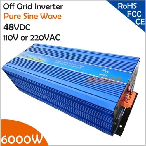 6000W 48VDC 100/110/120VAC or 220/230/240VAC Pure Sine Wave PV Inverter Off Grid Solar& Wind Power Inverter PV Inverter