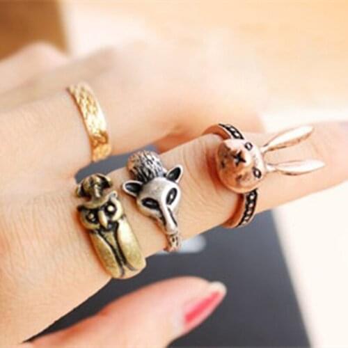 Fox Ring Retro Small Rabbit Owl Personality Ring Jewelry Accessories Wholesales