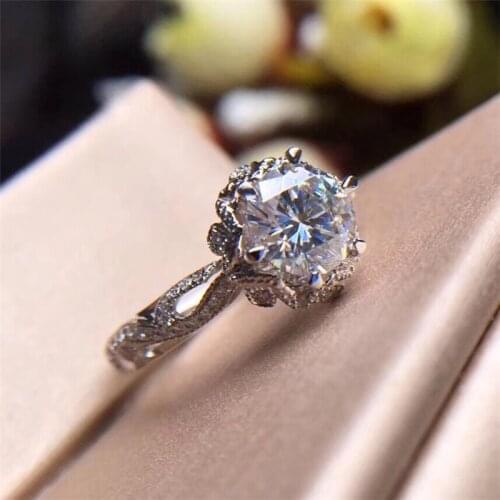 Inbeaut 925 Silver Genuine D Color Moissanite Ring Excellent Cut 1 ct Pass Diamond Test Moissanite Engagement Ring for Women