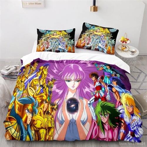 Anime Saint Seiya 3D Print Bedding Set Queen King Size Duvet Cover Set Soft Quilt Cover Pillowcase set Home Textile Bedclothes