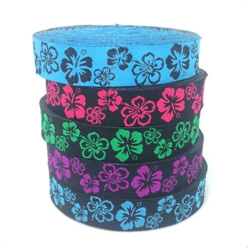 NEW 5 different colors wholesale 5/8 '(16 mmx10yards) Polyester Woven Jacquard Ribbon with Butterflies flowers dandelion