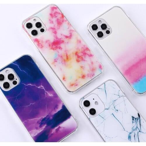 Fashion Geometric Crack Marble Phone Cases For iPhone 12 11 Pro Max XR XS Max X 8 7 6S Plus Soft Transparent Back Cover Funda