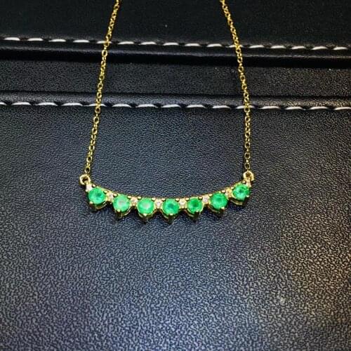 Natural green Emerald necklace Pendant S925 silver natural gemstone necklace Elegant Smiling Row woman party gift fine jewelry