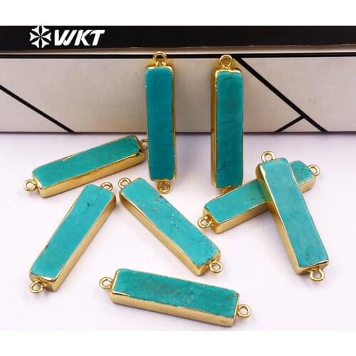 WT-C062 Wholesale 10pcs/lot natural stone connector square shape connector with gold metal plated for women jewelry making