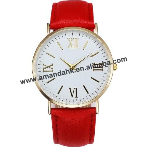 Wholesale TOP Simple Style Womens Watch Roman Number God Case Quartz Leather Wrist Watch Hot Fashion Women Dress Watches
