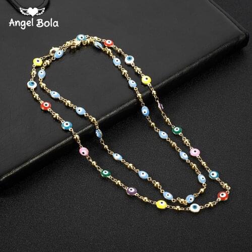 Blue Evil Eye Crystal Charm Allah Necklace for Women Muslim Jewelry Turkish Blue Eye Necklace Gold Color Plated Never Faded