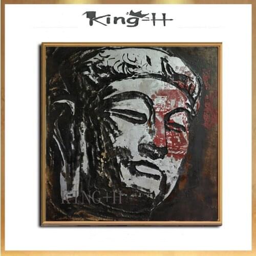 Luxury Wall Art Artist Pure Hand-painted High Quality Buddha Figure Oil Painting on Canvas Wall Art Buddha Head Oil Painting