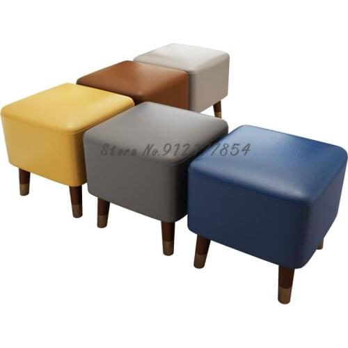 Nordic Sofa Stool Home Entrance Shoe Replacement Stool Low Stool Shoes Simple Light Luxury Small Leather Stool