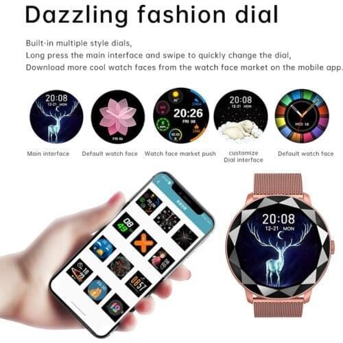 2021 New YH8 Color Screen Smart Watch Women men Full Touch Fitness Tracker Blood Pressure Smart Clock Women Smartwatch for Xiaom