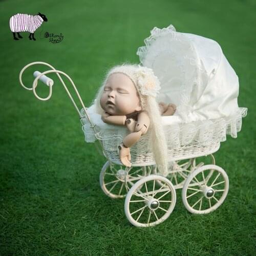 Newborn Photography Trolley Car Props Baby Girl Photo Shoot Posing Studio Cradle Basket Props Infant bebe fotografia Accessories