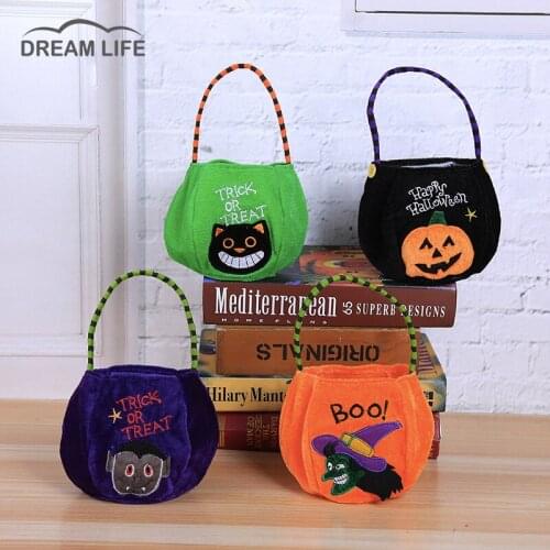 Halloween Candy Bag Decoration Cloth Bag Children Carry Pumpkin Bag Gift Bag Halloween Props Accessories Festival Home Storage