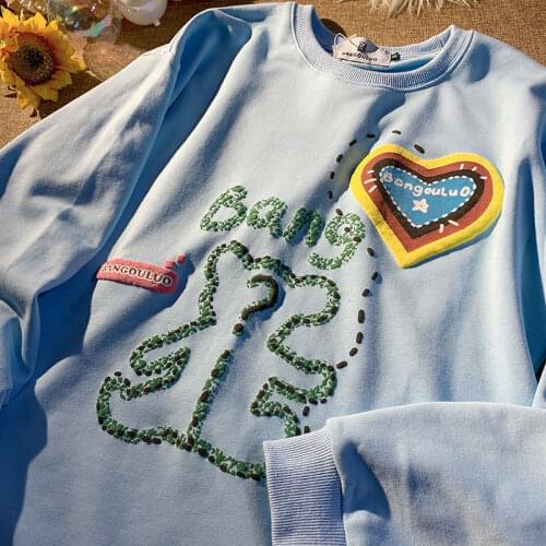 2021 Harajuku Sweatshirts Hip Hop Bears Letters Goth Fashion Streetwear Long Sleeve Tops Autumn Pullovers New Clothes for Teens