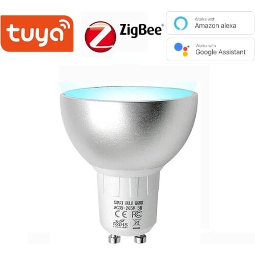 Zigbee 3.0 Gu10 Smart LED Bulb 5W RGBCW Work with Tuya SmartThings App Voice Control by Alexa Echo Plus Google Home