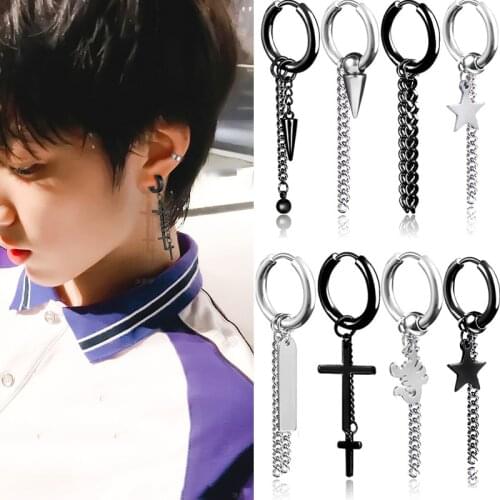 New Fashion 2 Colors Punk Women Stainless Earrings Cross Upper Ear Cartilage Earring for Women Men Earring Jewelry
