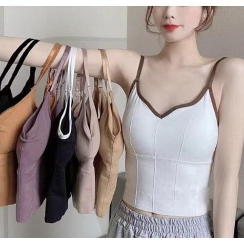 New Summer Elastic Retro Multifunctional Small Suspender Vest,Sexy Sleeveless Backless Color Matching Slim Fit Short Womens Top