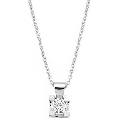 18K Gold Natural Diamond 0.10ct E-Fvs Solitaire Necklace WPN3311-1