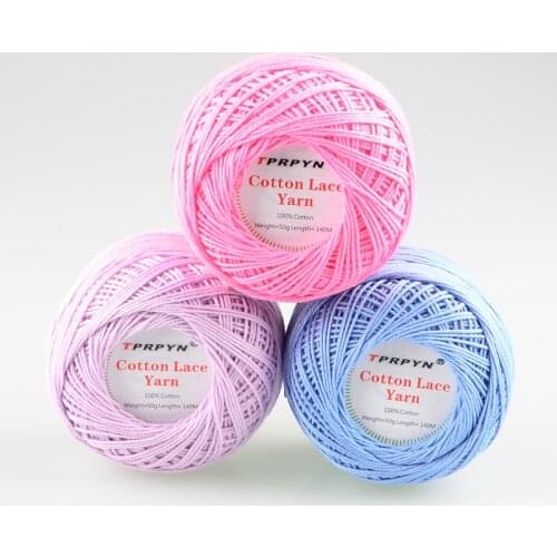 TPRPYN 10Pcs=500g 3# Lace 100% Cotton Yarn For Knitting Hand Knitted Crochet Yarn Worsted Crocheted line Threads To Knit 140M