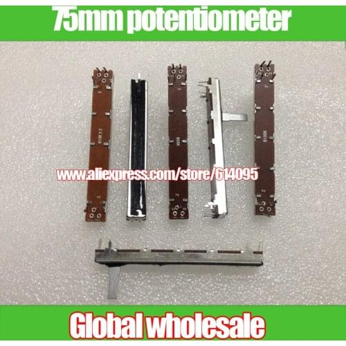 8pcs SC6021 B10K B50K B100K Mixer Dual Channel Fader / 75mm Stereo Slide Push-pull Potentiometer B10K B50K B100K