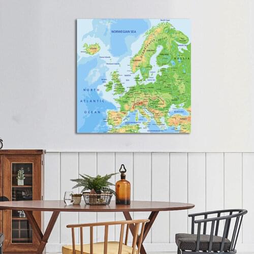 90*90cm Orographic and Traffic Map of The Europe Non-woven Canvas Painting Wall Poster Classroom Home Decoration School Supplies