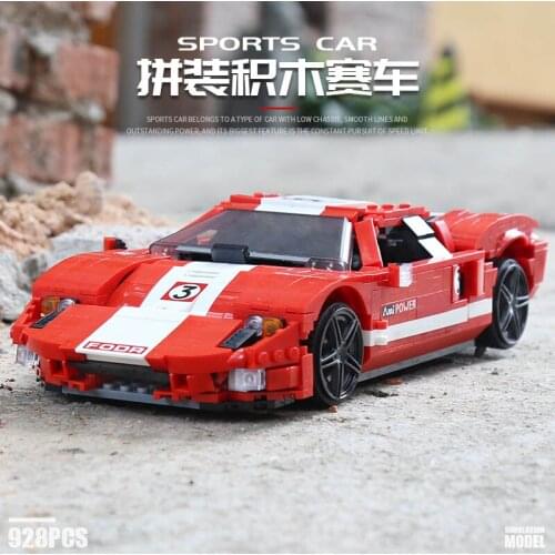 928+ PCS 10001 MOC-20825 High-Tech Racing Car Series Red Phanton Fords GT Building Blocks Bricks Kids DIY Toys Birthday Gifts