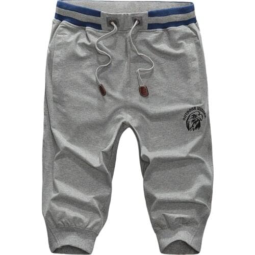 Summer Pinochett Pants Mens Casual Pants Cotton Knitting Short SWEATPANTS Man Male Asian size XXXXL Cropped Trousers Bottoms