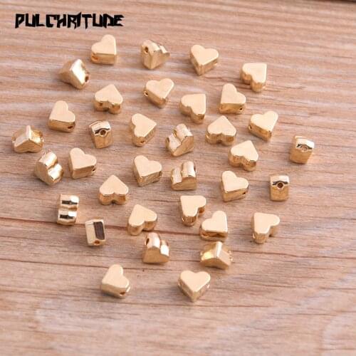 30pcs 7*6mm KC Gold Herat Bead Spacer Bead Charms For Diy Beaded Bracelets Jewelry Handmade Making