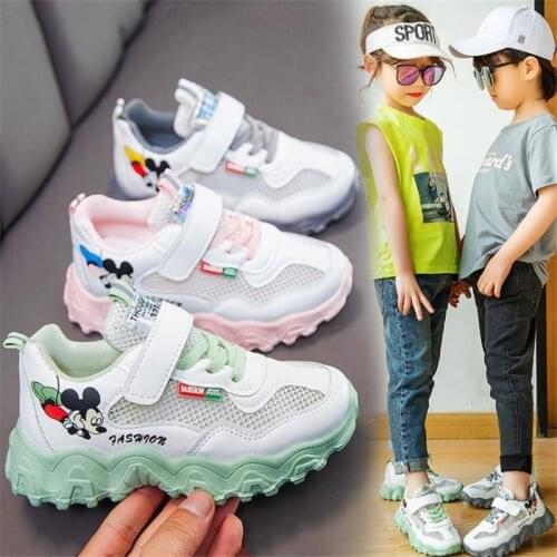 Disney Spring and autumn period and the new sneakers children cartoon female childrens shoes with breathable mesh surface shoes