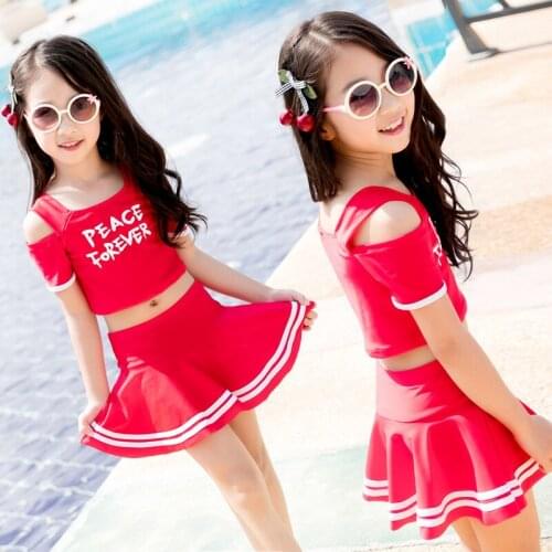 Children Swimwear Girls Print Two Pieces Swim Suits Cute Princess Girl Swimsuit Kids Tankini Bathing Suits Beach Skirt Swim Suit