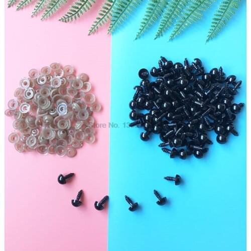 DHL 50pc/bag 16/18/20mm 100pcs/bag 6/8/6-12/12mm Black Plastic Eyes With Gasket Safety Craft Eyes Stuffed Toys Shoe Sewing