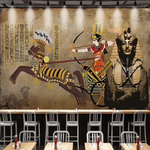 Dropship Colomac Custom Mural Wallpaper Retro Egyptian Style Mural Restaurant Bar 3d Wallpaper Papel Para Pared Egyptian Decor