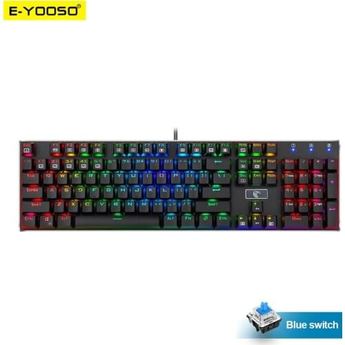 E-YOOSO Z-88 RGB FALCON USB Mechanical Gaming Keyboard Blue Switch 104 Key Backlit Gamer for Computer PC Russian us Keycaps