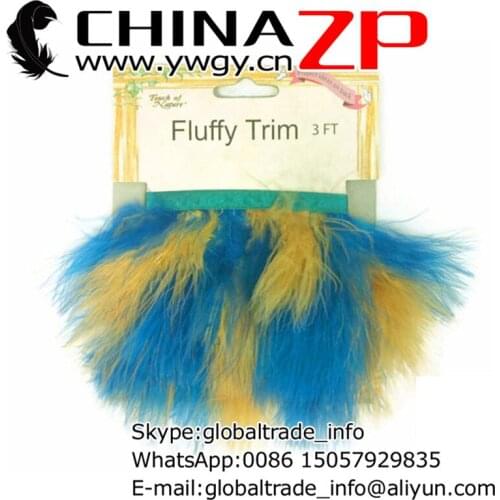 CHINAZP Factory 10yards/lot Exporting Good Quality Dyed Gold and Blue Turkey Marabou Plumage Feather Fringe Trim