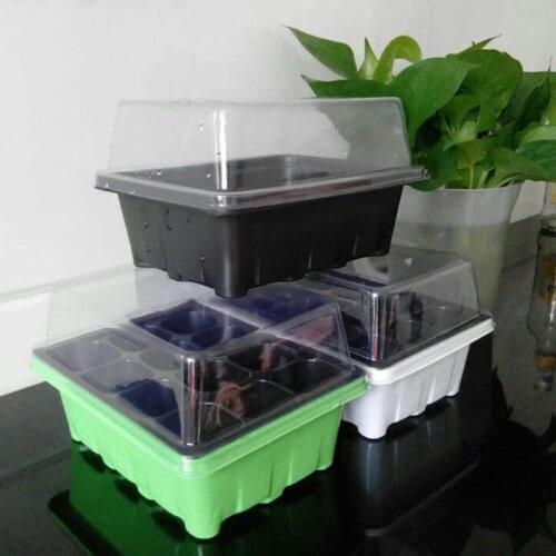 12 Plastic Nursery Pots Planting Seed Tray Kit Plant Germination Box with Dome and Base Garden Grow Box Gardening Supplies