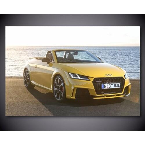 Yellow Car Audis TT RS Cabriolet Roadster Supercar Poster and Prints Wall Art Canvas Painting Modern Home Decoration
