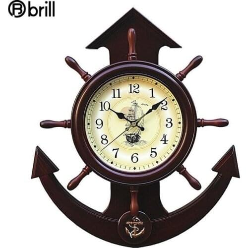Creative Luxury Wall Sticker Clock Silent Living Room Retro Modern Wall Clocks Anchor Helmsmans Clock Relogio De Parede Vintage