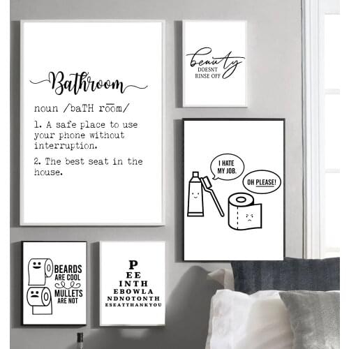 Bathroom Quote Wall Art Decor Funny Bath Signs Posters and Prints Modern Minimalist Art Painting Wall Picture Toilet Decoration