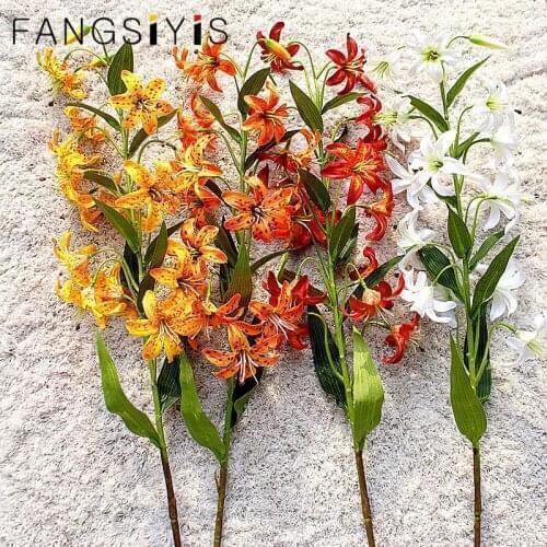 80cm NEW Artificial Lily Fake Lily Artificial Flower Wedding Party Decor Bouquet Home Hotel Office Garden Craft Art Decor