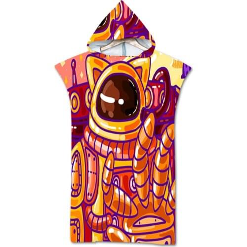Novelty Printed Microfiber Beach Towel Adults Cape Hooded Poncho Bath Towel For Summer Beach Swimming Surf Beachwear Bathrobe