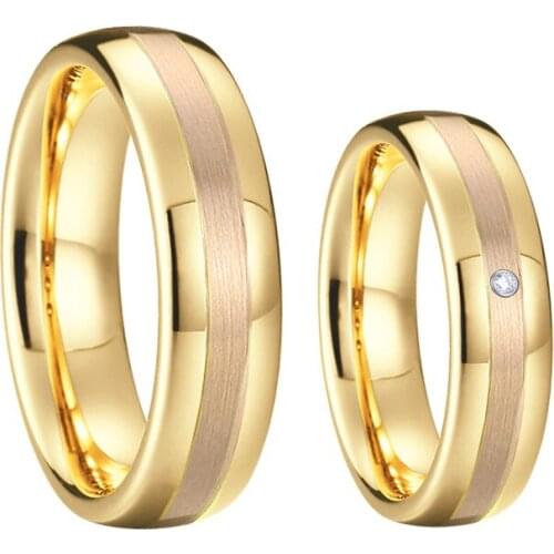 LOVERs Alliance Golden Tungsten wedding Rings for men and women jewelry marriage Couple finger Ring