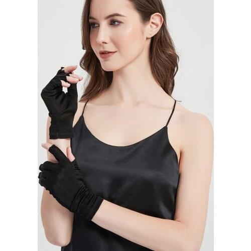 Silk Half-finger Sunscreen Gloves Touch Screen Non-Slip 100% Mulberry Silk Skin Care Gloves Pure Silk Sun Proof Gloves
