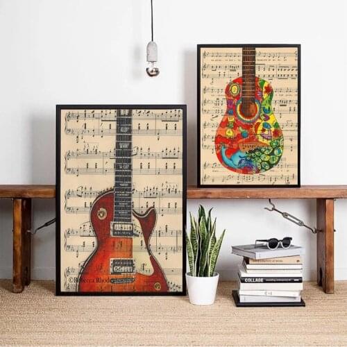 Guitar Sheet Music Artwork Canvas Painting Posters And Prints For Living Room No Framed Wall Art Picture Home Decor On Sale