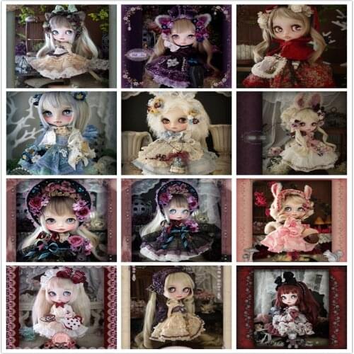 Full Diamond Embroidery Cartoon Big Eyes Doll Diamond Painting Diamond Inlaid Diamond Diamond Mosaic DIY Room Decoration