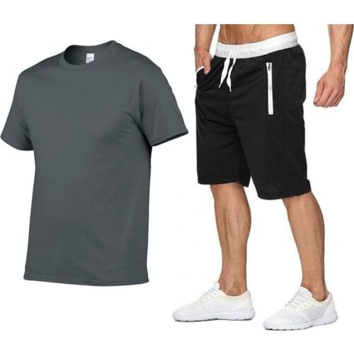 Casual Tops T-shirt+Beach Shorts New Style Sets 2021 Summer Jogging Pants Men Sportswear Streetwear Harajuku Tshirt