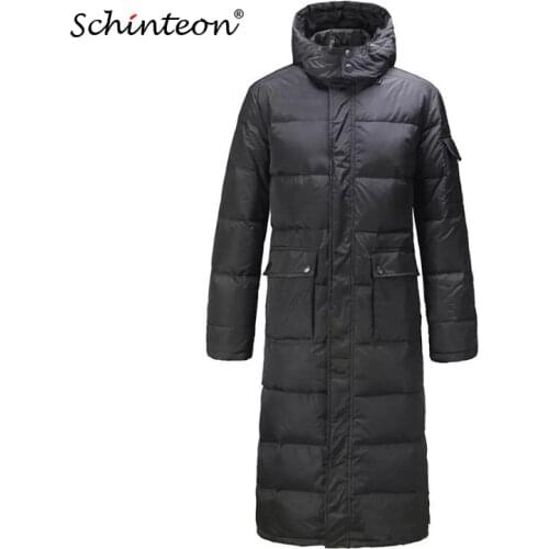 Men Long Down Coat Parkas Outwear Jacket Overcoat Hood Plus size Black Warm Winter Fast shipping