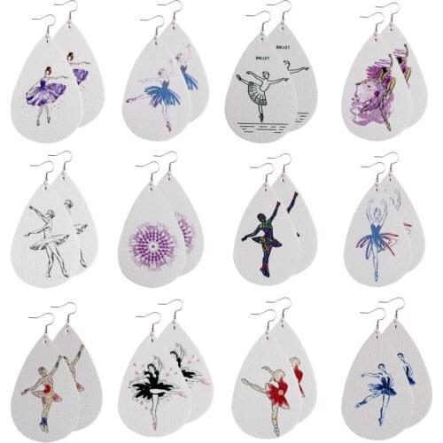 Potosala New Ballet Girls Teardrop Earring for Women Trendy Drop Dangle Earring Lightweight Leather Earring Girls Jewelry Gift