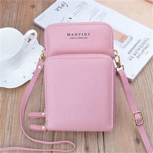 Womens Korean Fashion Messenger Bag Shoulder Bag Womens Wallet Pure Color Simple Mini Zipper Small Bag Coin Purse